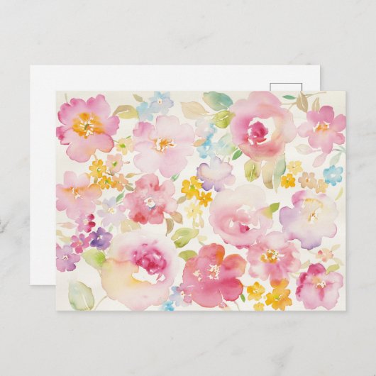 水彩花模様 ポストカード (正面/裏面)