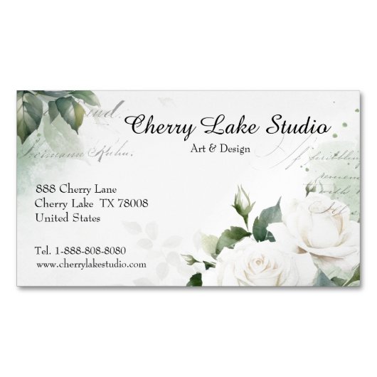 水彩花模様 マグネット名刺 (正面)