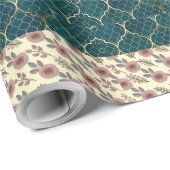 水彩花模様 ラッピングペーパー (ロールコーナー)