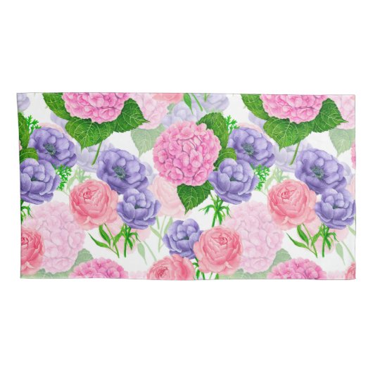 水彩花模様 枕カバー (裏面-右)