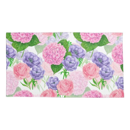 水彩花模様 枕カバー (裏面-左)