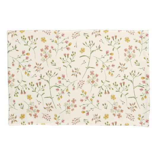 水彩花模様 枕カバー (正面左)