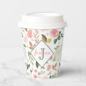 水彩花模様 紙コップ (正面)