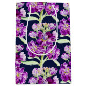 水彩花模様（紫） ミディアムペーパーバッグ (正面)