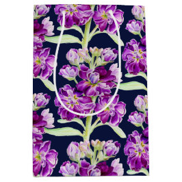 水彩花模様（紫） ミディアムペーパーバッグ