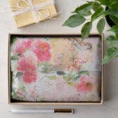 水彩花模様、鳥、蝶コラージュ 薄葉紙 (ギフト)