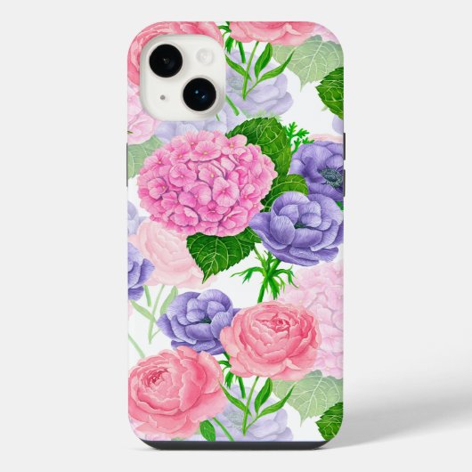 水彩花模様 iPhoneケース (裏面)