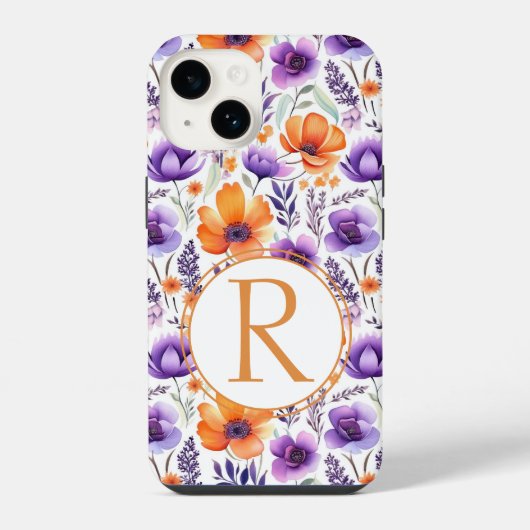 水彩花模様 iPhoneケース (裏面)