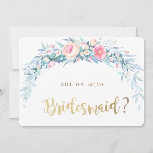 水彩花水玉模様花嫁カード 招待状 (正面)