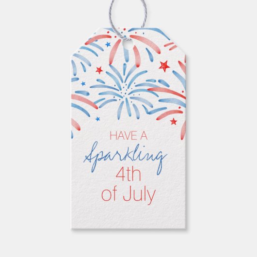 水彩花火7月4日スパークラーパーティー ギフトタグ (正面)