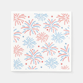 水彩花火7月4日パーティー スタンダードカクテルナプキン