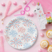 水彩花火7月4日パーティー ペーパープレート (パーティー)