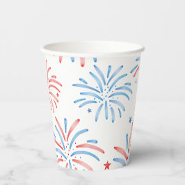水彩花火7月4日パーティー 紙コップ