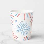 水彩花火7月4日パーティー 紙コップ (正面)