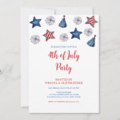 水彩花火7月4日BBQ招待状 招待状 (正面)