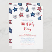 水彩花火7月4日BBQ招待状 招待状 (正面/裏面)