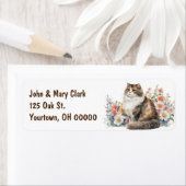 水彩花猫 ラベル (インサイチュ)