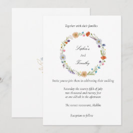水彩花環のウェディング招待状 招待状