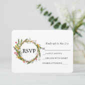 水彩花環のウェディング　セージグリーン 出欠カード (スタンド正面)