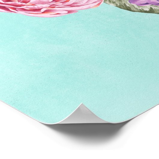 水彩花環ウェディングウェルカム ポスター (角)