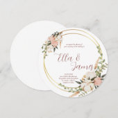 水彩花環ウェディング招待状 招待状 (正面/裏面)