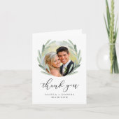 水彩花環エレガントウェディングサンキューカード サンキューカード