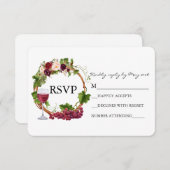水彩花環グレープヴァイン結婚式 出欠カード (正面/裏面)