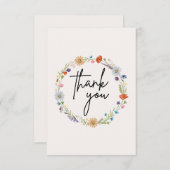 水彩花環感謝カード サンキューカード (正面/裏面)