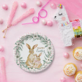 水彩花環 イースターおめでとう ペーパープレート (パーティー)