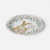 水彩花環 イースターおめでとう ペーパープレート (アングル)