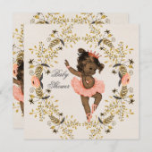 水彩花環 エスニック バレリーナ ベビーシャワー 招待状 (正面/裏面)