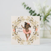 水彩花環 エスニック バレリーナ ベビーシャワー 招待状 (スタンド正面)