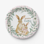 水彩花環　ハッピーイースター ペーパープレート (正面)