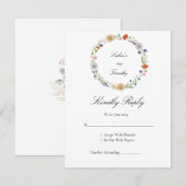 水彩花環 出欠カード (正面/裏面)