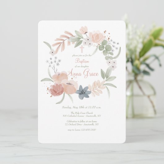 水彩花環 招待状 (スタンド正面)