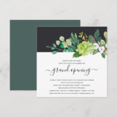 水彩花環 葉っぱ グランドオープニングセレモニー 招待状 (正面/裏面)