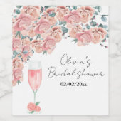 水彩花瓣 & プロセッコ 夏のウェディングシャワー ワインラベル (シングルラベル)