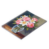 水彩花瓶のユリとバラの花束 ノートブック (左側)