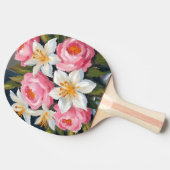 水彩花瓶のユリとバラの花束 卓球ラケット (横)