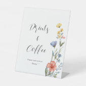 水彩花畑のベイビーシャワー ドリンク&コーヒー 台座サイン (正面)