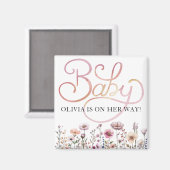 水彩花畑の女の子の誕生マグネット – D マグネット (正面/裏面)