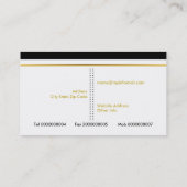 水彩花白黒ストライプフローラ 名刺 (裏面)