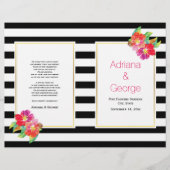 水彩花白黒結婚式プログラム (正面)