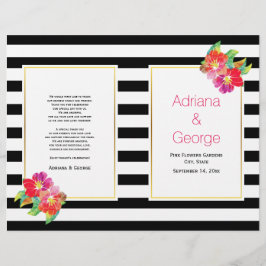 水彩花白黒結婚式プログラム