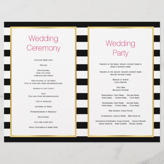 水彩花白黒結婚式プログラム (裏面)