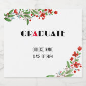 水彩花白黒赤卒業 スパークリングワインラベル (シングルラベル)