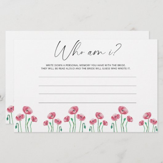 水彩花私はブライダルシャワーゲーム 便箋 (正面/裏面)