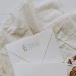 水彩花素朴の結婚住所 シール