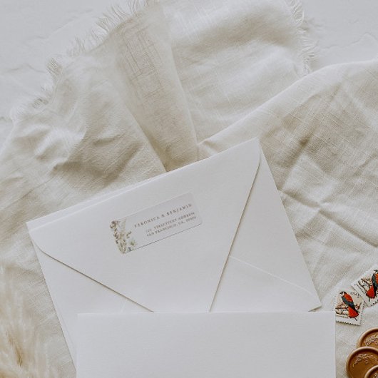 水彩花素朴の結婚住所 シール