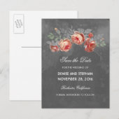 水彩花素朴ヴィンテージ保存日 案内ポストカード (正面/裏面)